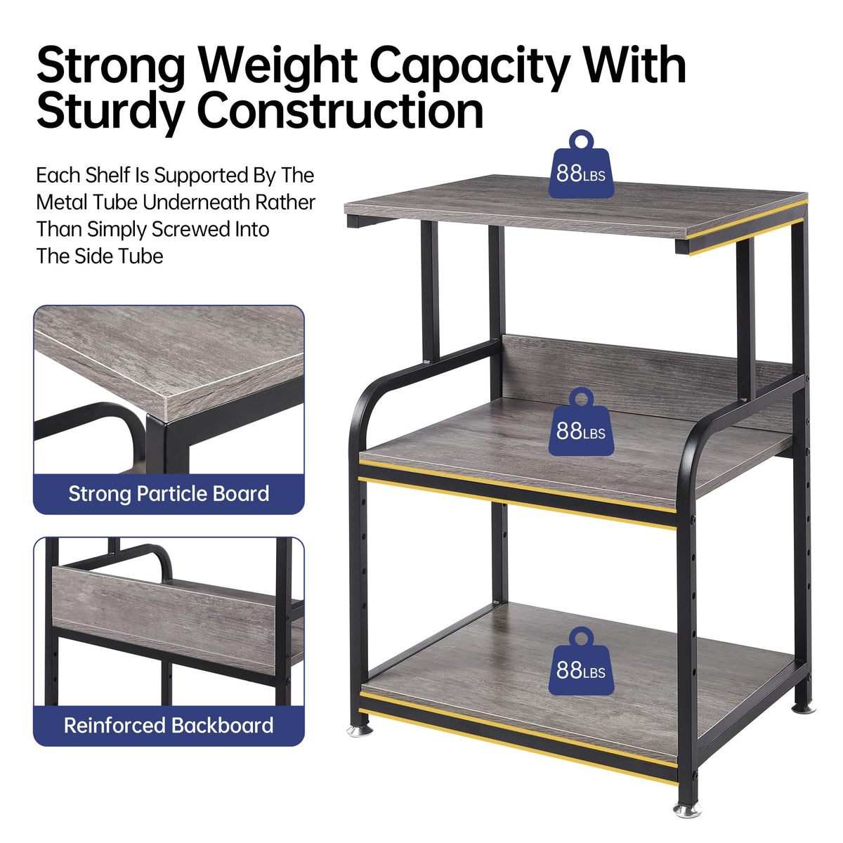 Fannova Printer Stand with Height Adjustable Storage Shelf for Home Office