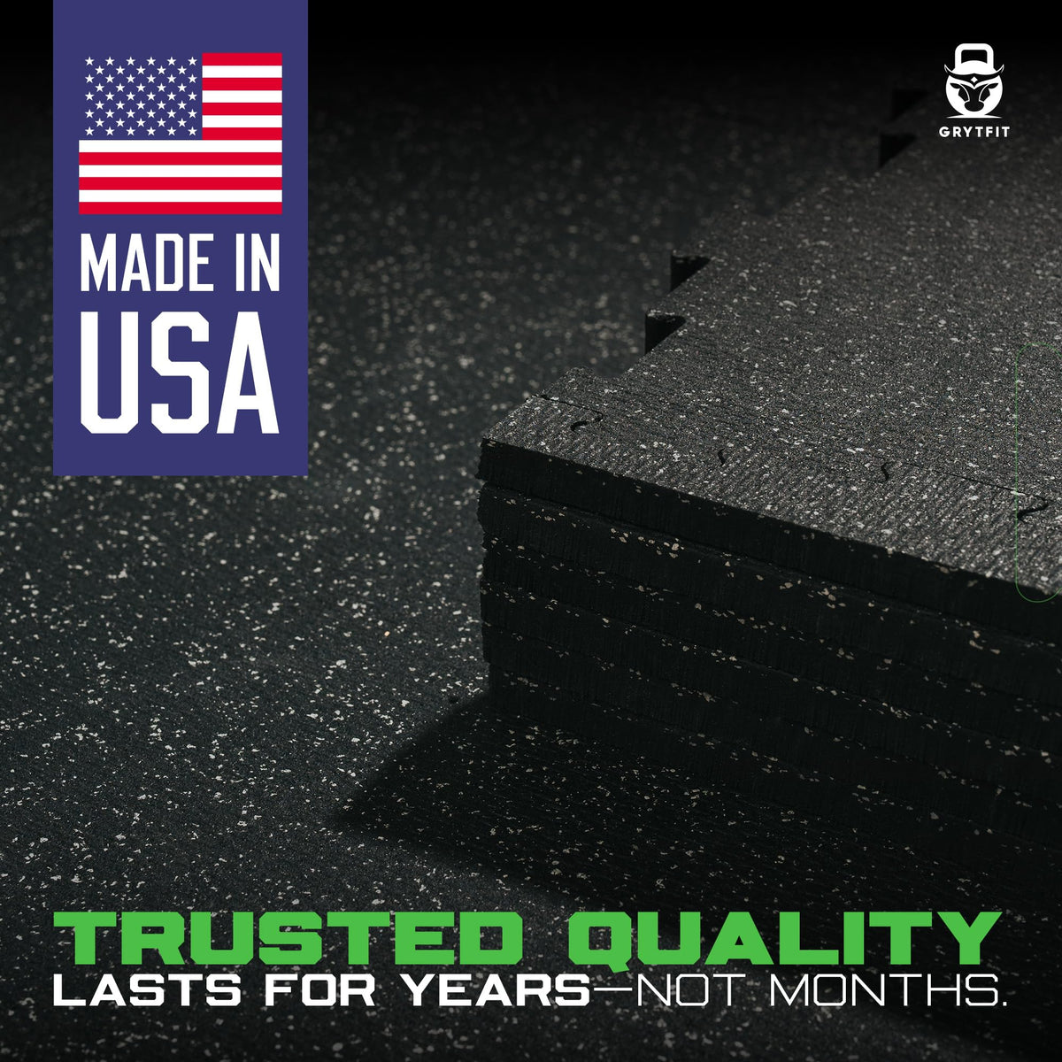 Interlocking Rubber Floor Tiles â Heavy Duty 100% Rubber Gym Flooring for Home Gym, Garage, Workout Room, Equipment Mats, Indoor/Outdoor Mats, Gray Fleck 4-Pack (4, Gray Fleck, 22.5" x 22.5")