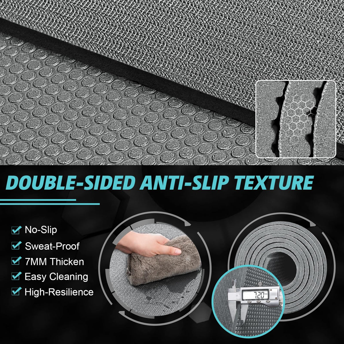 Large Exercise Mat 8'x5'|12'x6'|10'x6'|6'x4'|6'x2' Workout Mat for Home Gym Mats Exercise Heavy Duty Gym Flooring Fitness Mat Large Yoga Mat Cardio Mat for Weightlifting, Jump Rope, MMA, Shoe-Friendly