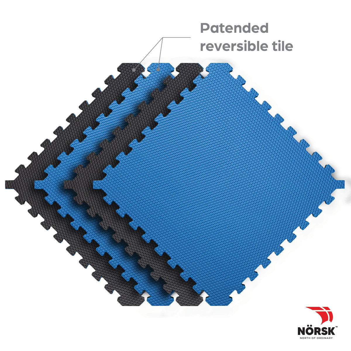 Norsk Reversible 3/4" EVA Foam Gym Floor Tiles, Gray/Black, 12-Pack