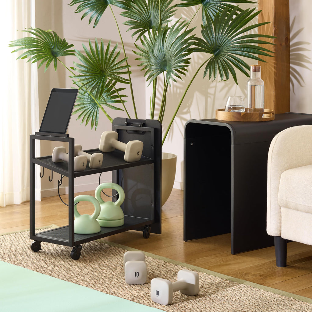 SEI Furniture - Sidekick Sport Equipment Rolling Rack - Transitional Design, Metal and Wood - Ideal for Bedroom, Living Room (HZ0123)