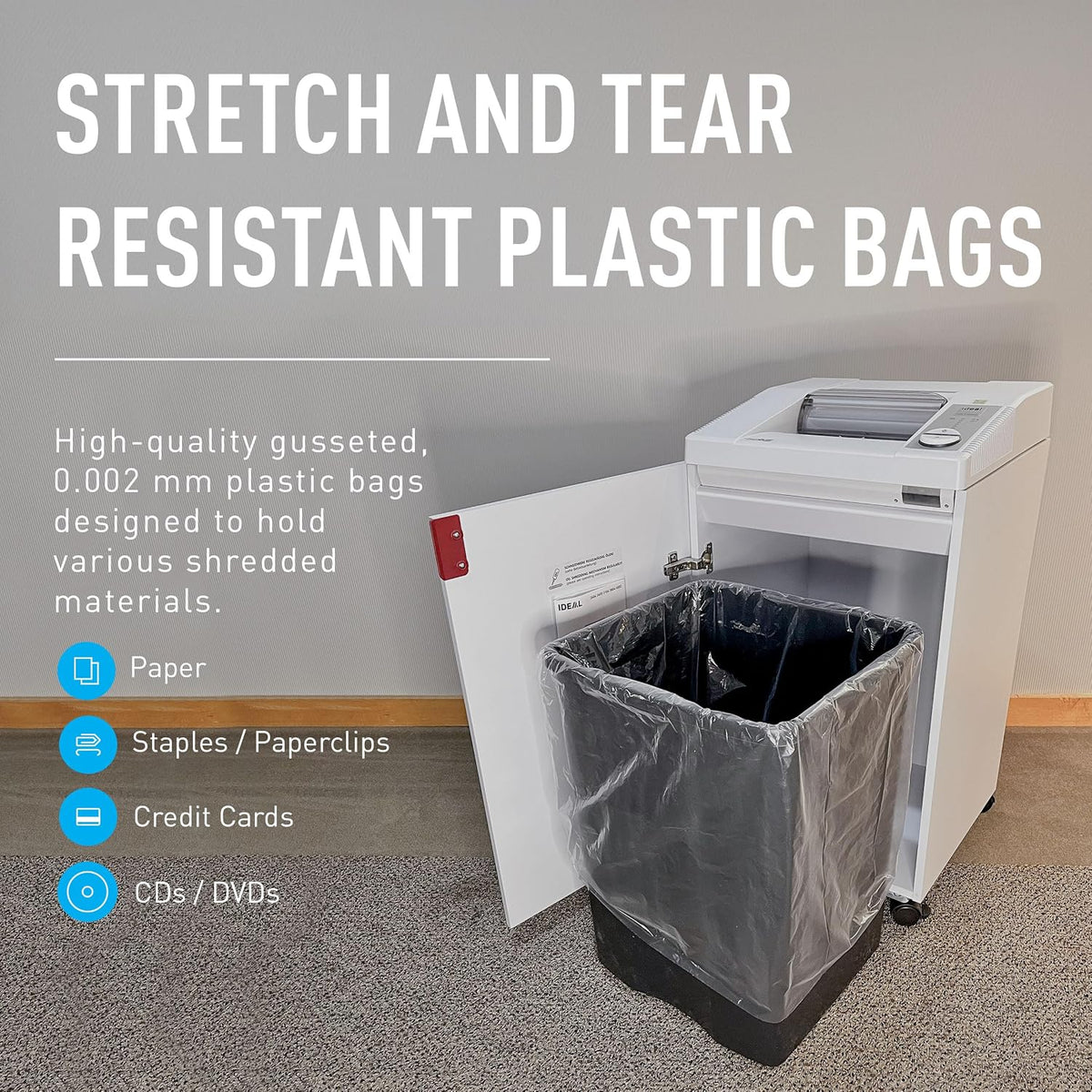 IDEAL AC0920H Shredder Bags â 20â x 47â Case of 80, Gusseted, 40-Gallon Capacity, Heavy-Duty Bags for IDEAL Shredder Models 2503, 2604, and 3104.