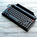 QWERKYTOYS QWERKYWRITER 2 Premium Aluminum Retro Typewriter Mechanical Keyboard with Hot-Swappable Switches, Fast Wireless Mode, Page Scroll Knob & Heavy-Duty Tablet Stand Mac/Win/Android/iOS