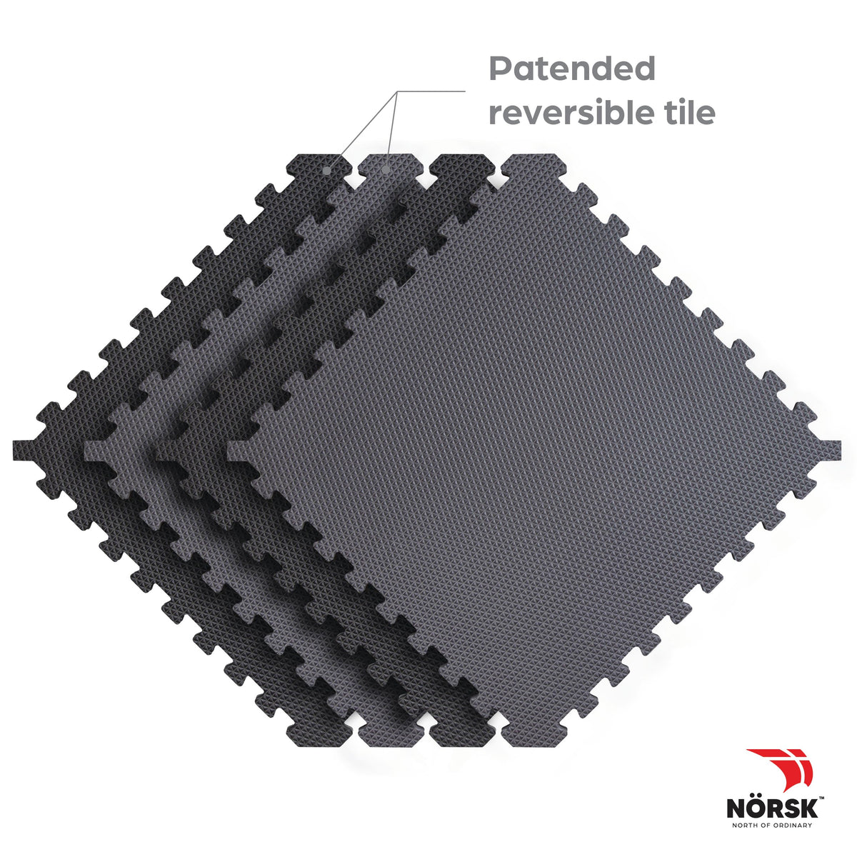 Norsk Reversible 3/4" EVA Foam Gym Floor Tiles, Gray/Black, 12-Pack