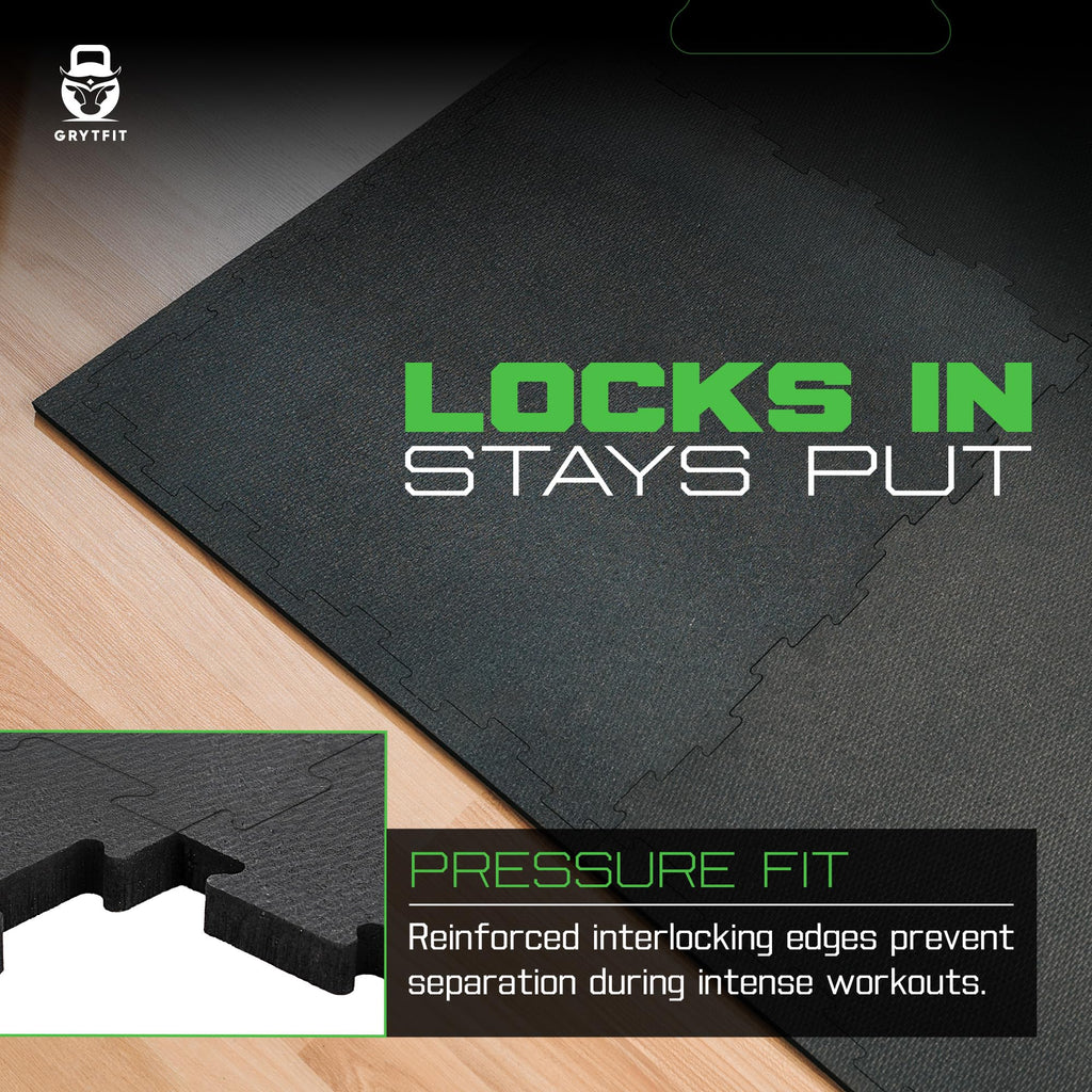 Interlocking Rubber Floor Tiles â Heavy Duty 100% Rubber Gym Flooring for Home Gym, Garage, Workout Room, Equipment Mats, Indoor/Outdoor Mats, Gray Fleck 4-Pack (4, Gray Fleck, 22.5" x 22.5")