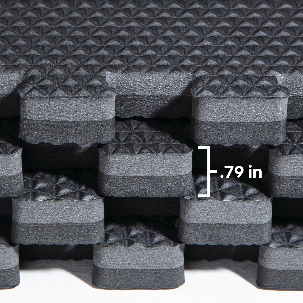 Norsk Reversible 3/4" EVA Foam Gym Floor Tiles, Gray/Black, 12-Pack