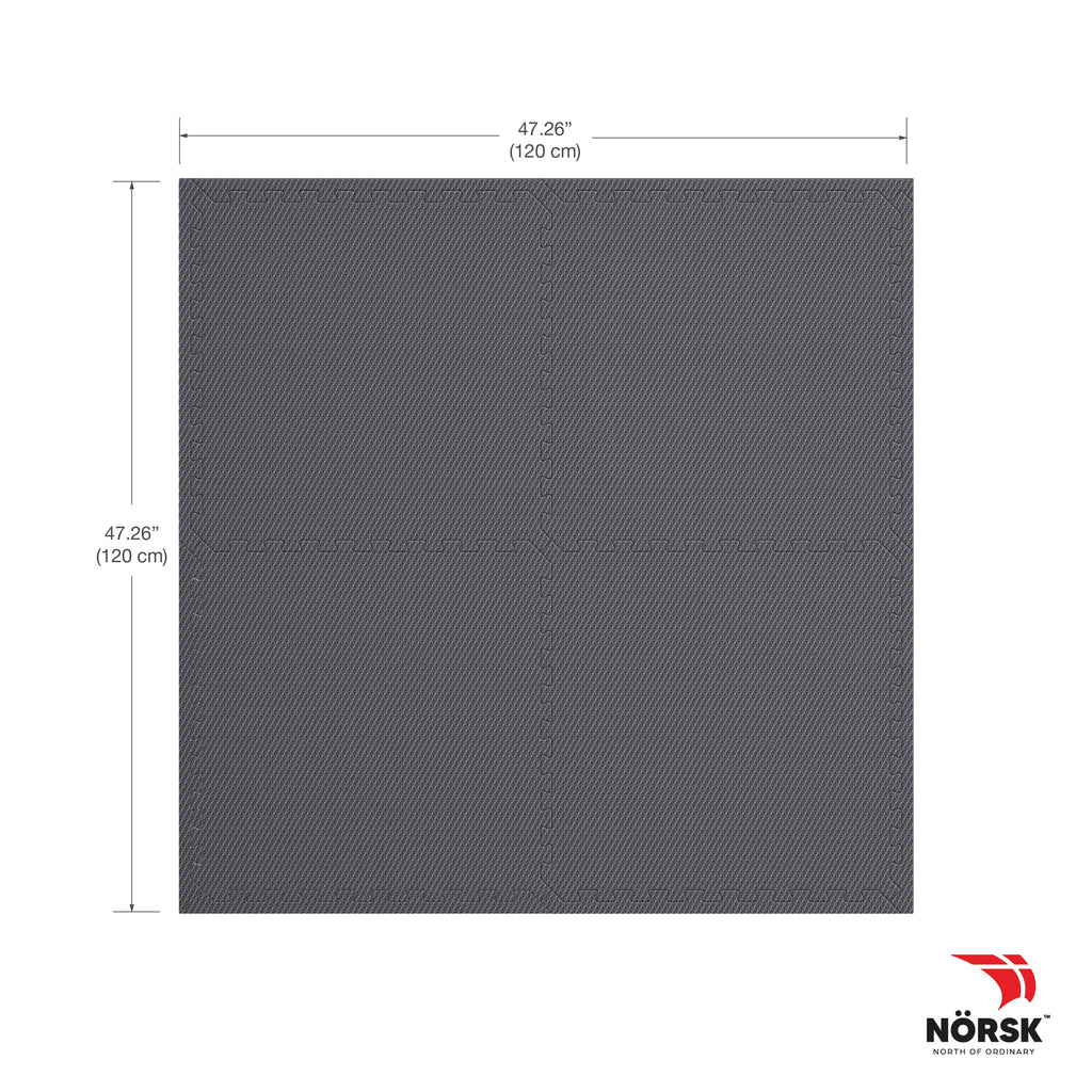 Norsk Reversible 3/4" EVA Foam Gym Floor Tiles, Gray/Black, 12-Pack