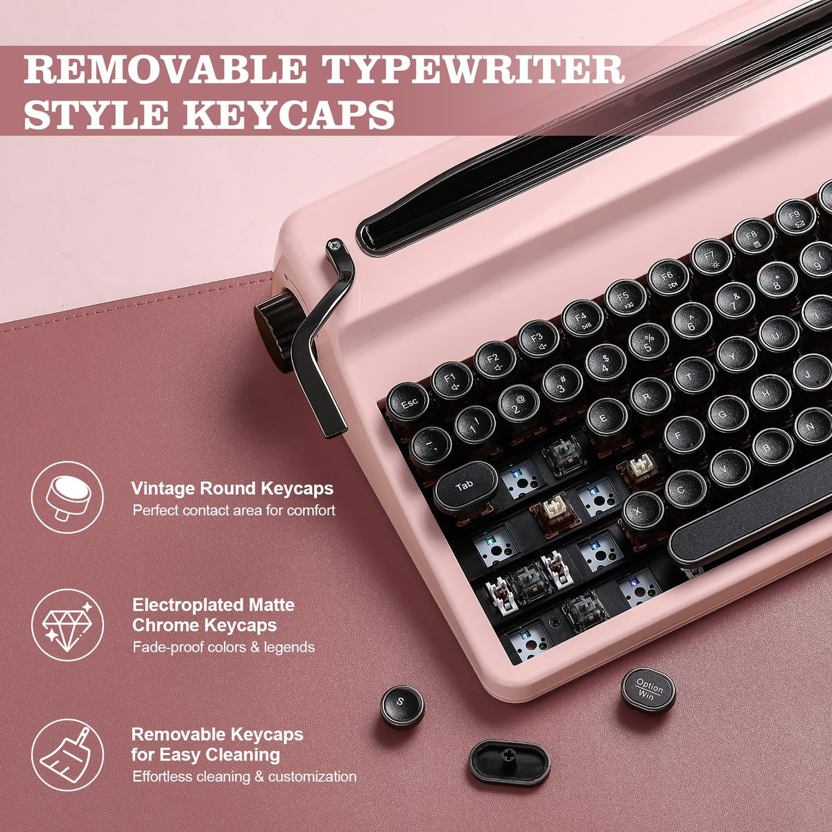 YUNZII QL75 Retro Typewriter Hot Swap RGB Keyboard (Green, Cocoa V2)