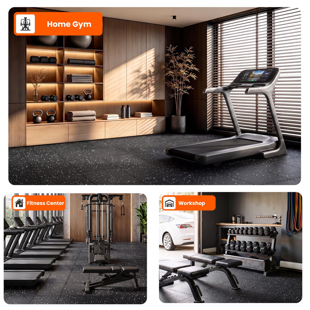 Stepwaver 0.79" Thick 48 Sq Ft Rubber Top Exercise Equipment Mats