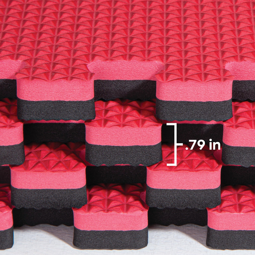 Norsk Reversible 3/4" EVA Foam Gym Floor Tiles, Gray/Black, 12-Pack