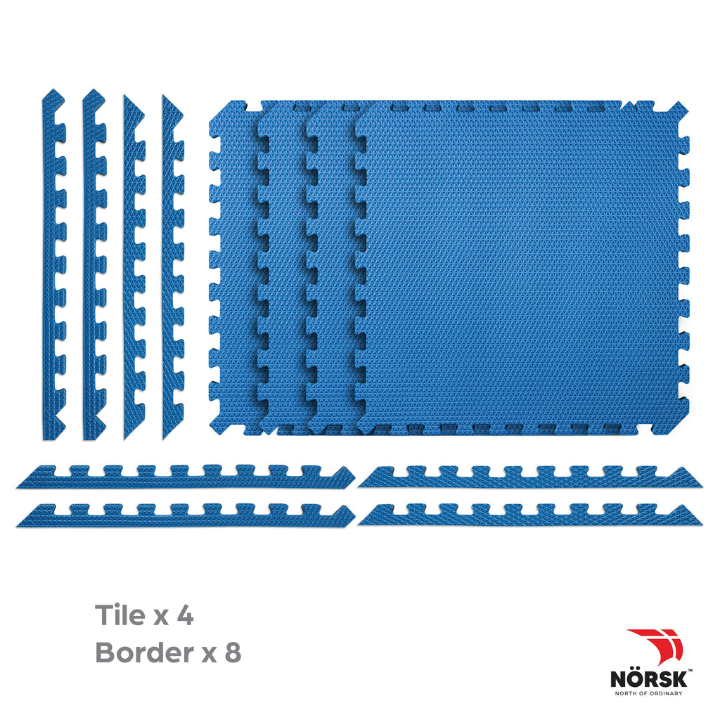 Norsk Reversible 3/4" EVA Foam Gym Floor Tiles, Gray/Black, 12-Pack