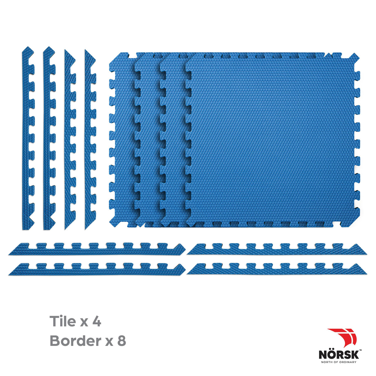 Norsk Reversible 3/4" EVA Foam Gym Floor Tiles, Gray/Black, 12-Pack