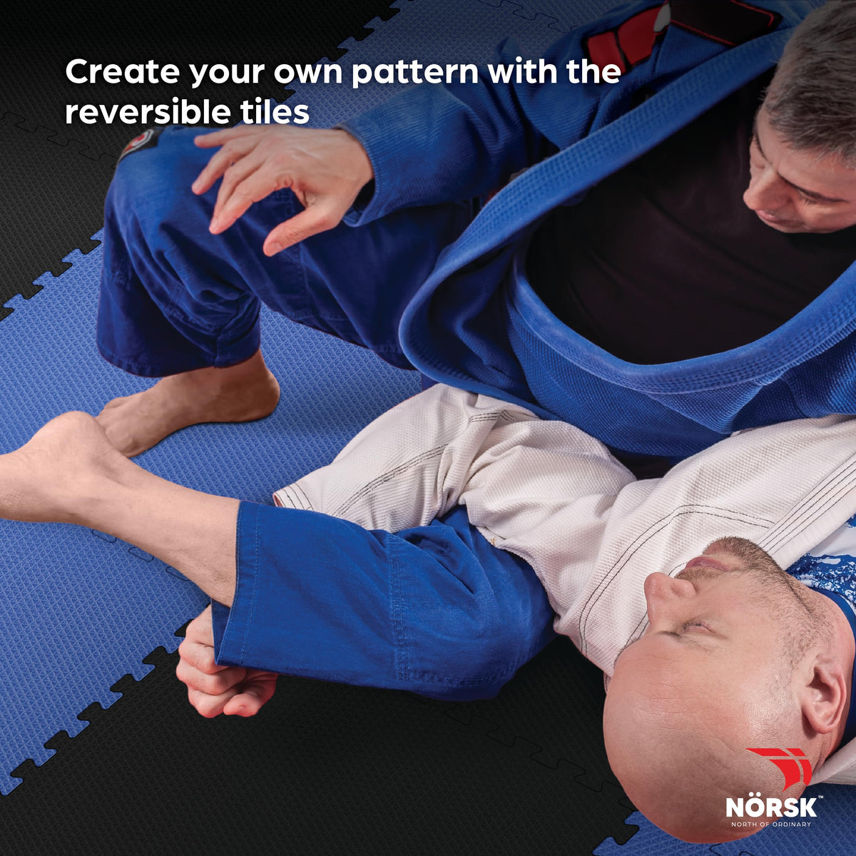 Norsk Reversible 3/4" EVA Foam Gym Floor Tiles, Gray/Black, 12-Pack