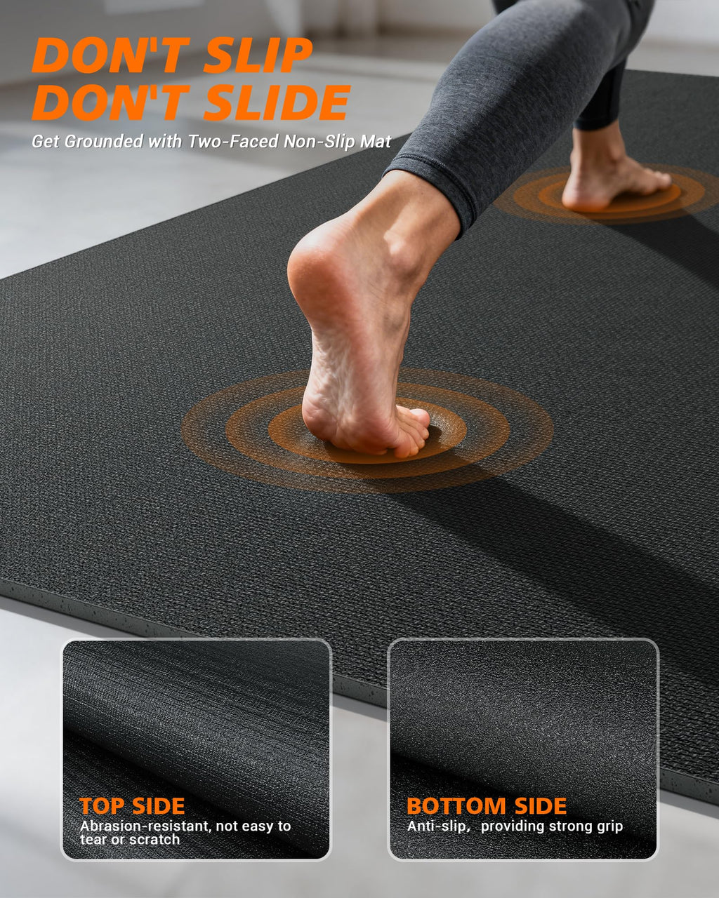 Rendpas Large Exercise Mat for Home Gym, 8mm Extra Thick Workout Mat