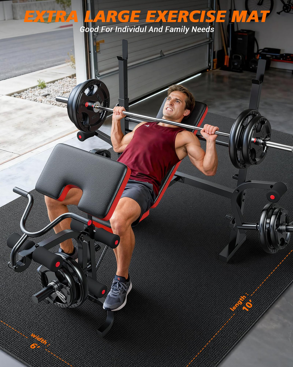 Rendpas Large Exercise Mat for Home Gym, 8mm Extra Thick Workout Mat