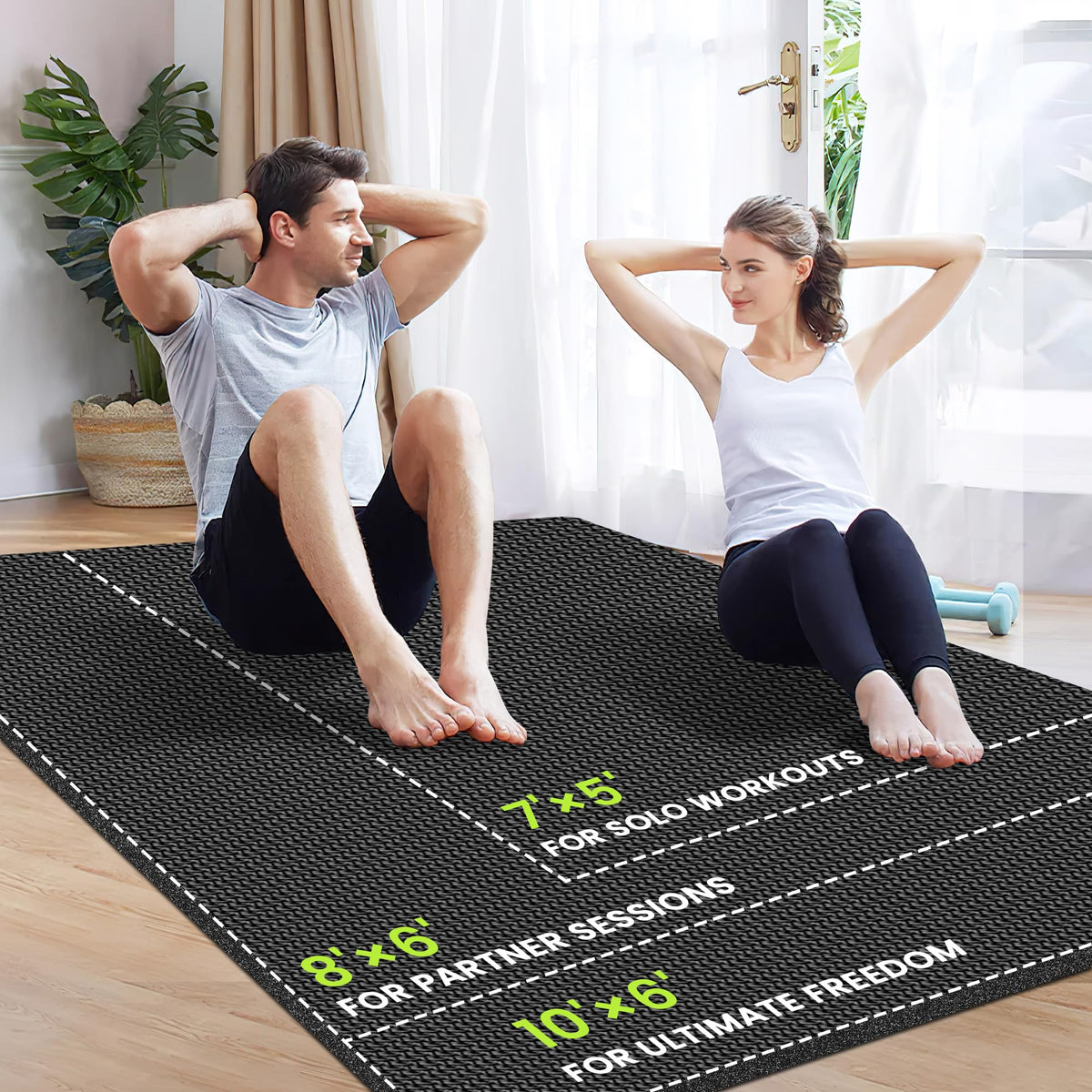 Stepwaver Large Exercise Mat, 6'x4'/7'x5'/8'x5'/9'x5'/10'x5'/12'x5'x8mm